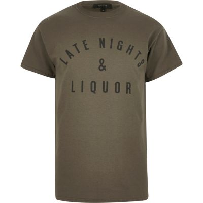 Grey late nights slogan print t-shirt